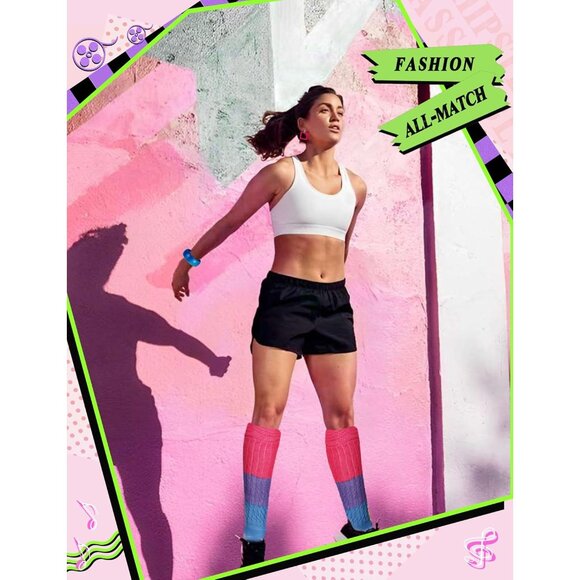 80s 90s Accessories Set for Women Neon Socks Bracelets Earrings Retro Style - Picture 7 of 7